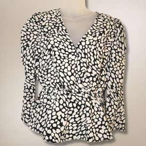 Who What Wear Giraffe Faux-Wrap Blouse M